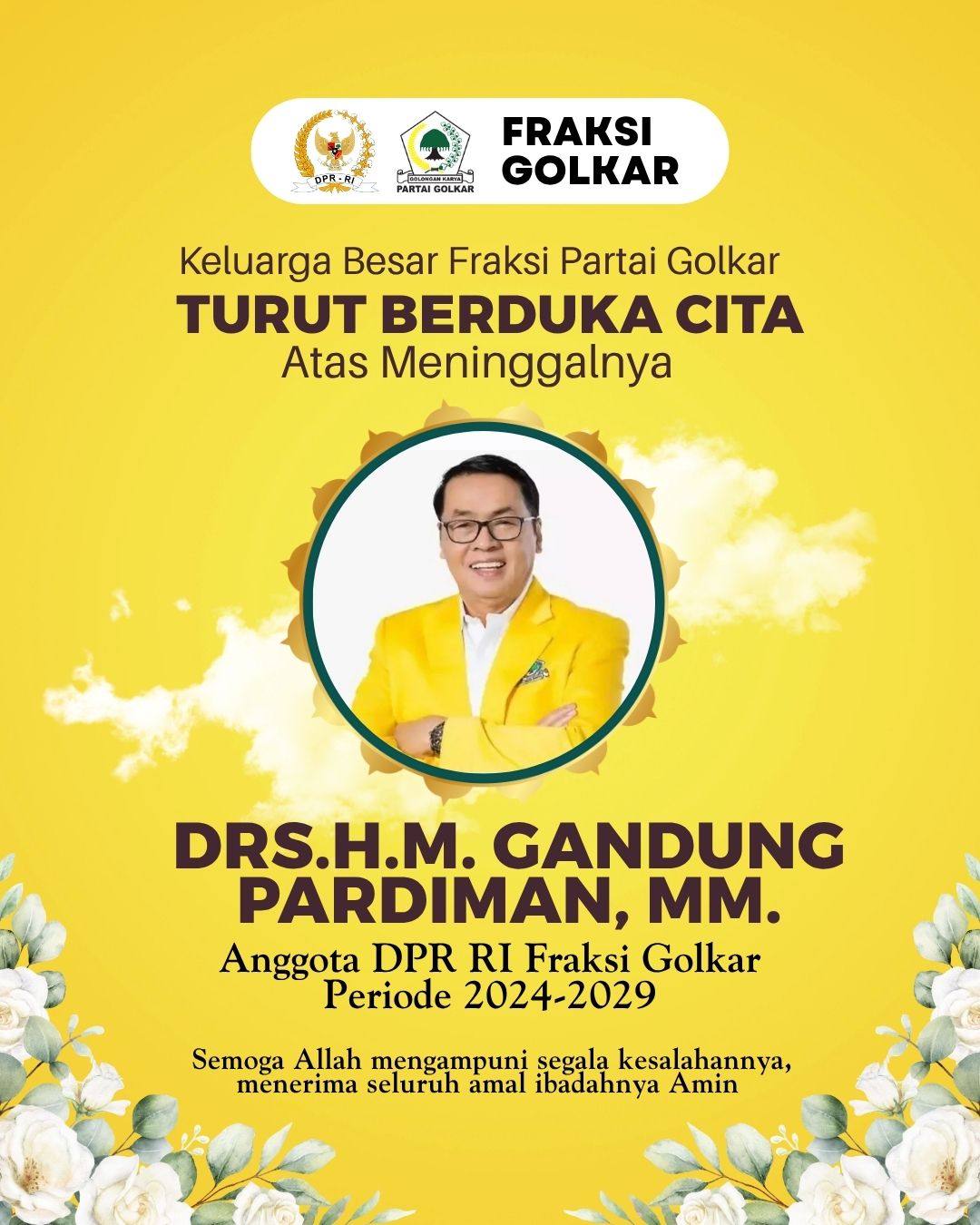 Anggota DPR RI Gandung Pardiman Berpulang, Keluarga Besar Golkar Berduka